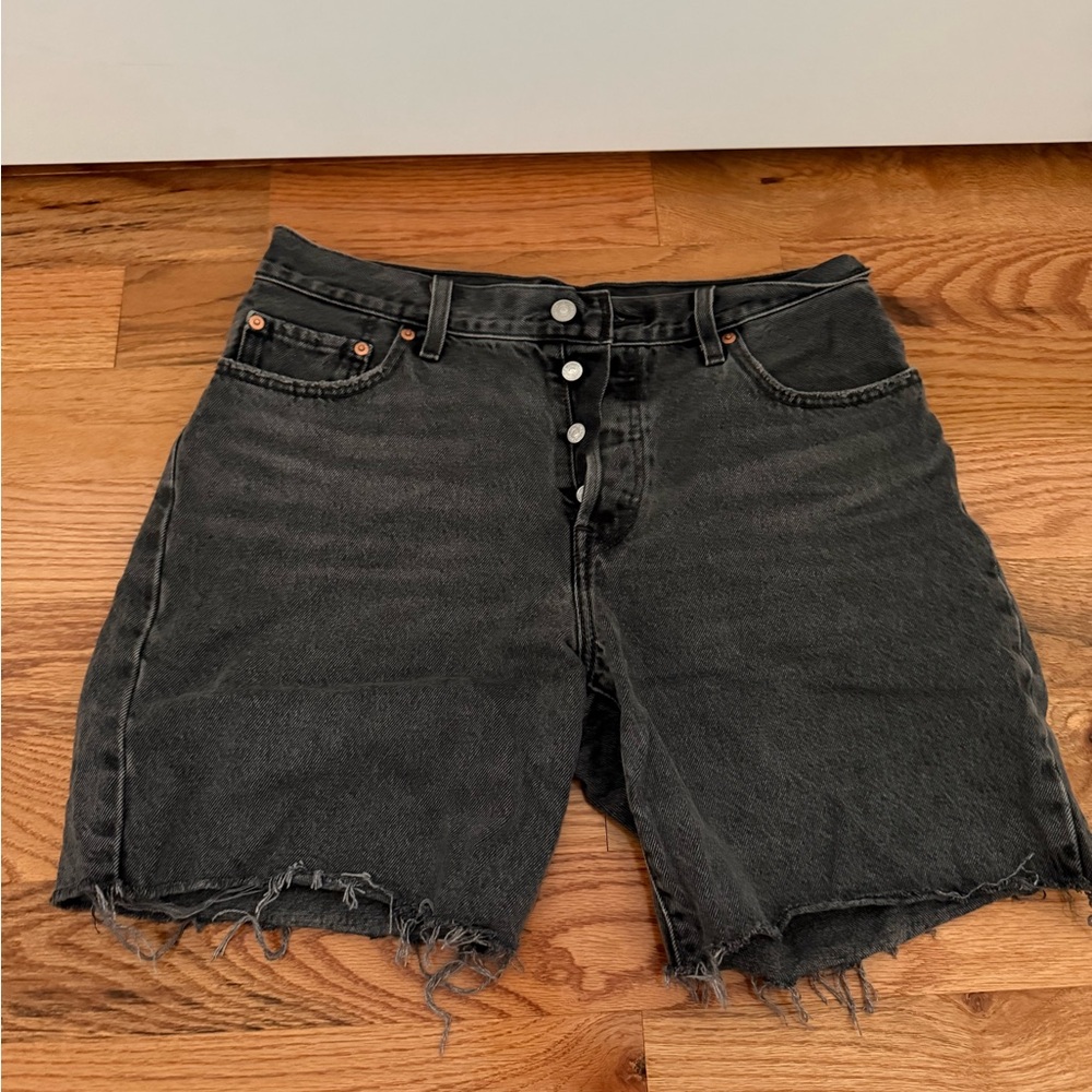 Levi's black Frayed Jean Shorts
